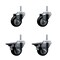 Service Caster 3 Inch Black Polyurethane Wheel Swivel 34 Inch Threaded Stem Caster Set 2 Brakes SCC SCC-TS20S314-PPUB-BLK-34212-2-PLB-2 - alternate 1